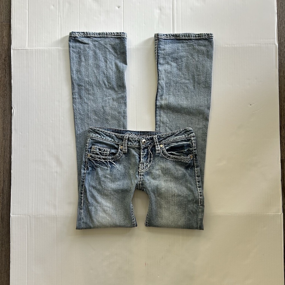 2000s Ultra Low Rise Distressed Bootcut Jeans Y2K Grunge Indie